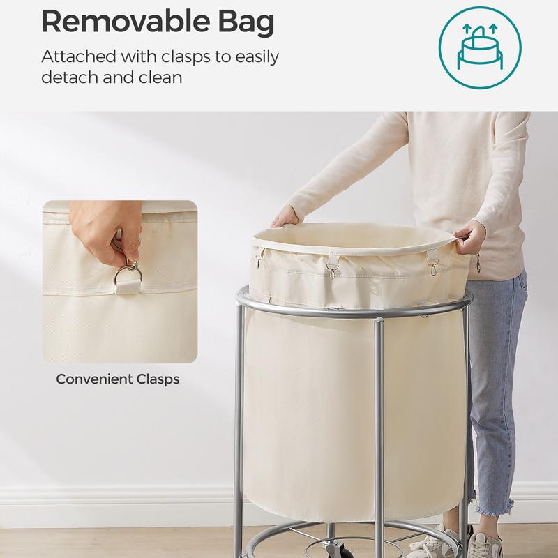 Laundry Basket with Wheels, Rolling Laundry Hamper Cart