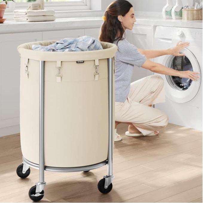 Laundry Basket with Wheels, Rolling Laundry Hamper Cart