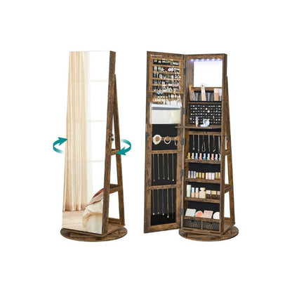 SONGMICS LED Lockable Jewelry Mirror Cabinet, Full-Length Armoire