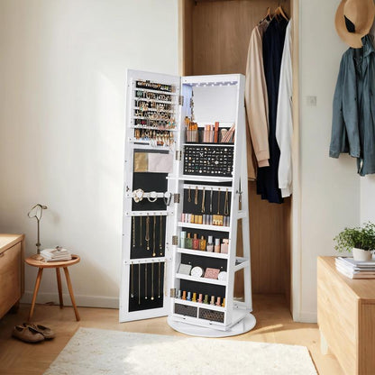 SONGMICS LED Lockable Jewelry Mirror Cabinet, Full-Length Armoire