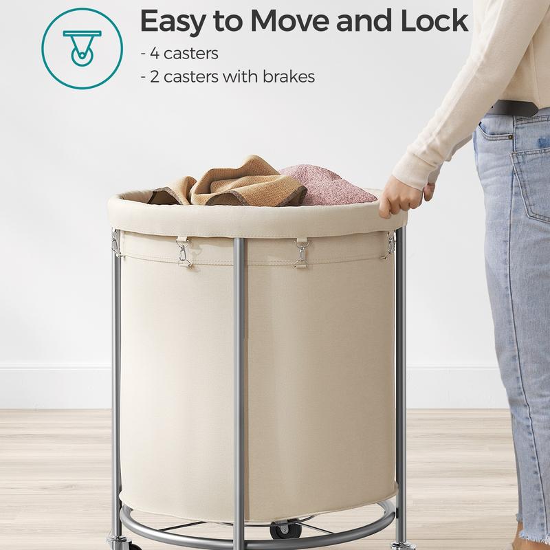 Laundry Basket with Wheels, Rolling Laundry Hamper Cart