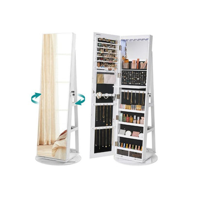 SONGMICS LED Lockable Jewelry Mirror Cabinet, Full-Length Armoire