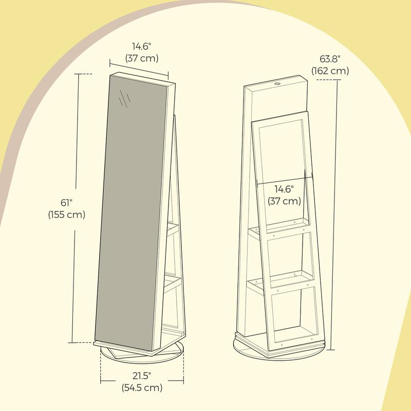 SONGMICS LED Lockable Jewelry Mirror Cabinet, Full-Length Armoire